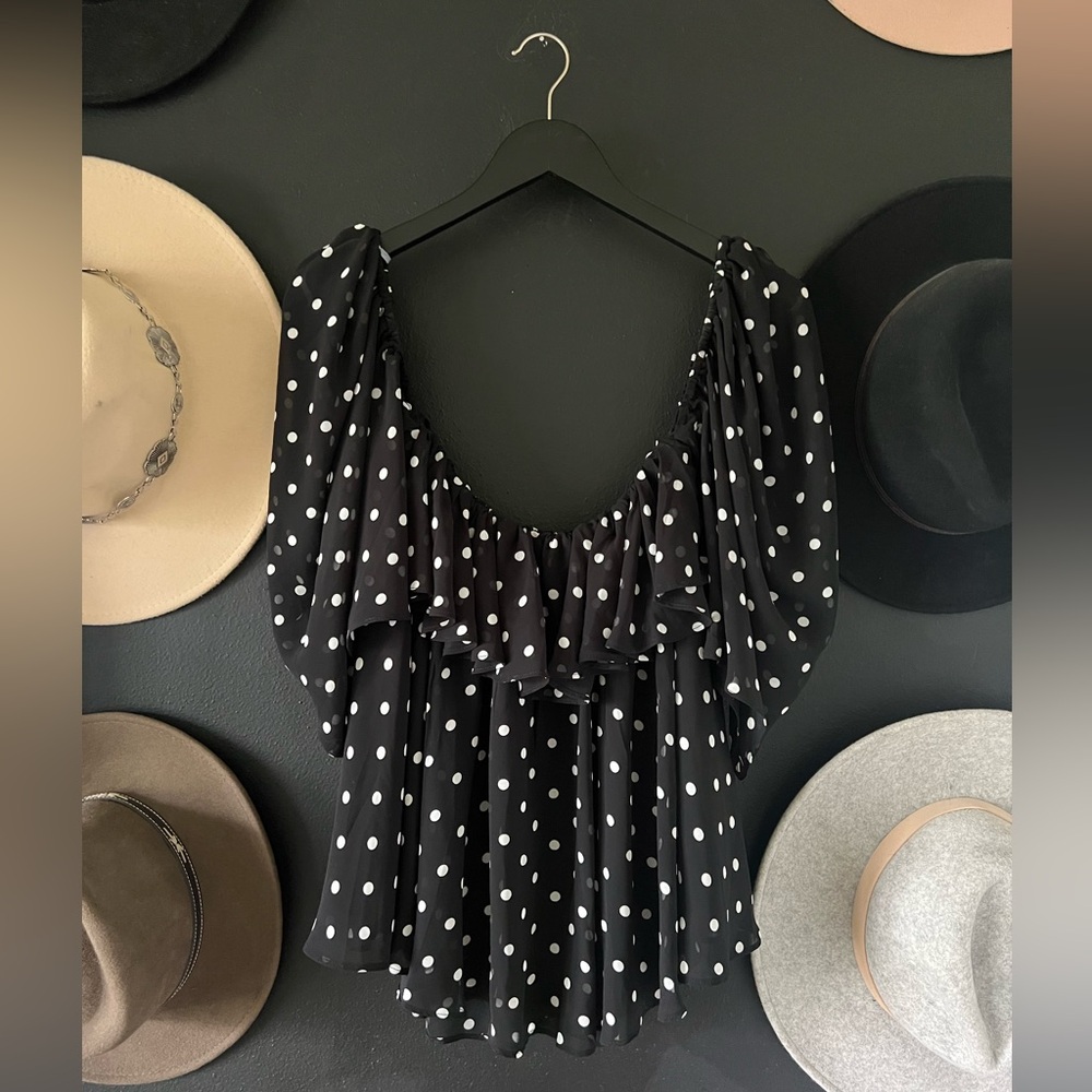 Off the shoulder polka dot top